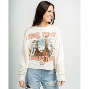 Daydreamer White Pink Floyd Animals Tour 1977 Long Sleeve Semi Cropped Top Sz S